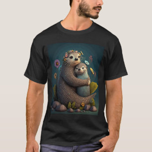 Niedlich Baby Otter Mutter Liebe Otter Baby 2 T-Shirt