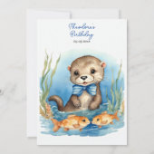 Niedlich Baby Otter Wild One Boy Geburtstag Einladung (Rückseite)