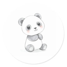 Niedlich Baby Panda Aufkleber Aquarellfarbe Illust
