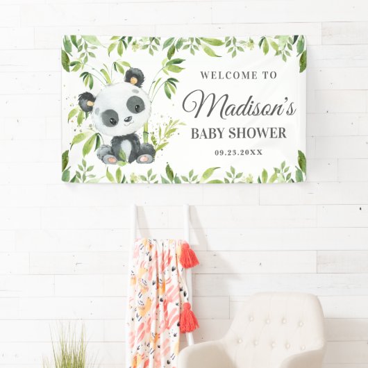 Niedlich Baby Panda Bear Greenery Bamboo Hintergru Banner (Insitu)