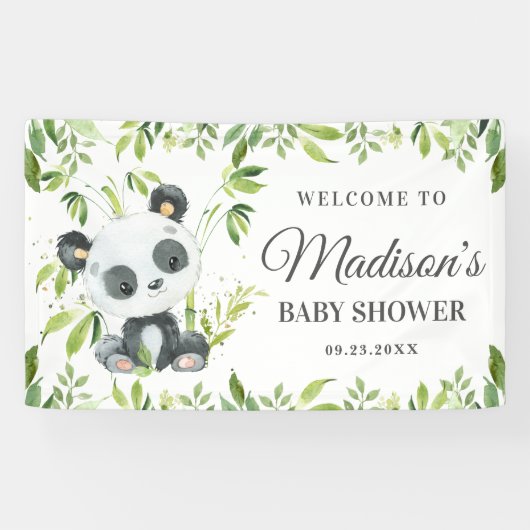 Niedlich Baby Panda Bear Greenery Bamboo Hintergru Banner (Horizontal)