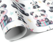 Niedlich Baby Panda Bear Muster White Geschenkpapier (Rolleneckpunkt)