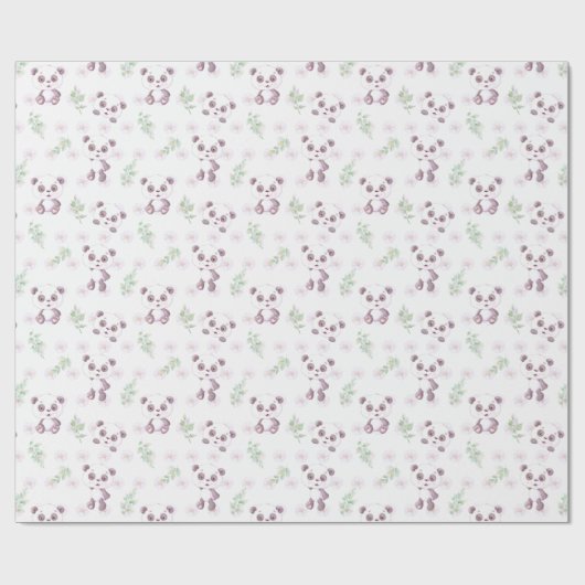 Niedlich Baby Panda Blume Balloons Babydusche Geschenkpapier (Flach)