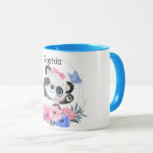 Niedlich Baby Panda Blume Wreath Individuelle Name Tasse (VorderseiteRechts)