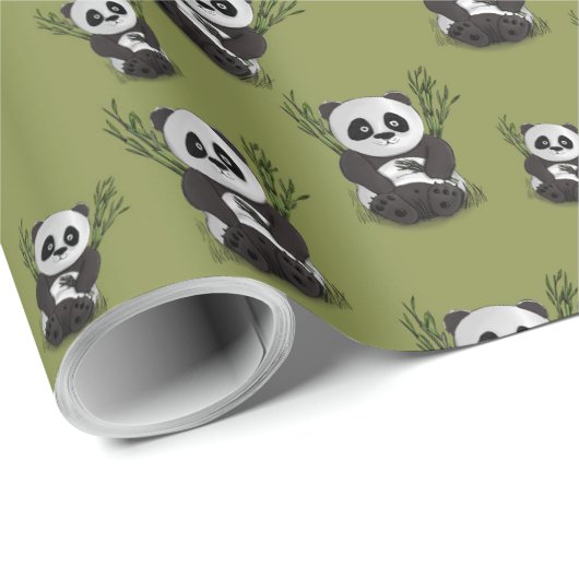 Niedlich Baby Panda Geschenkpapier (Rolleneckpunkt)