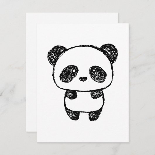 Niedlich Baby Panda Gezeichnet in Charcoal - Amand (Vorne/Hinten)