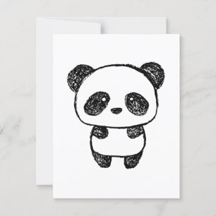 Niedlich Baby Panda Gezeichnet in Charcoal - Amand Karte