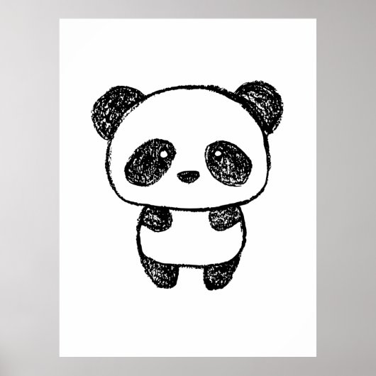 Niedlich Baby Panda Gezeichnet in Charcoal - Amand Poster (Vorne)