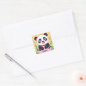 Niedlich Baby Panda Individuelle Name Quadratischer Aufkleber (Umschlag)