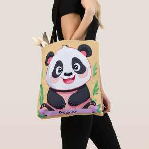 Niedlich Baby Panda Individuelle Name Tasche