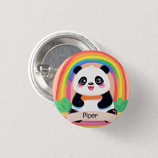 Niedlich Baby Panda Rainbow Button (Vorne & Hinten)
