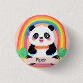 Niedlich Baby Panda Rainbow Button (Vorderseite)