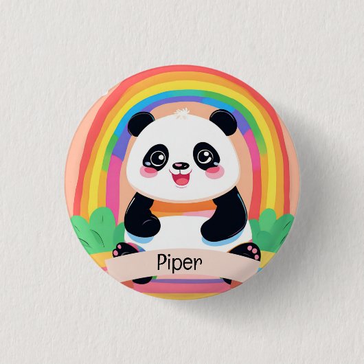 Niedlich Baby Panda Rainbow Button (Vorderseite)