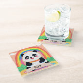 Niedlich Baby Panda Rainbow Glasuntersetzer (Schrägansicht)