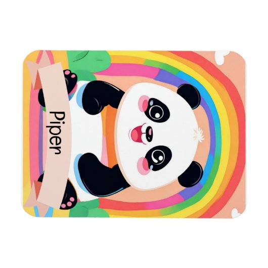 Niedlich Baby Panda Rainbow Magnet (Horizontal)