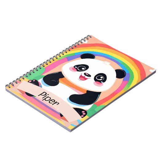 Niedlich Baby Panda Rainbow Notizblock (Linke Seite)