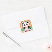Niedlich Baby Panda Rainbow Quadratischer Aufkleber (Umschlag)