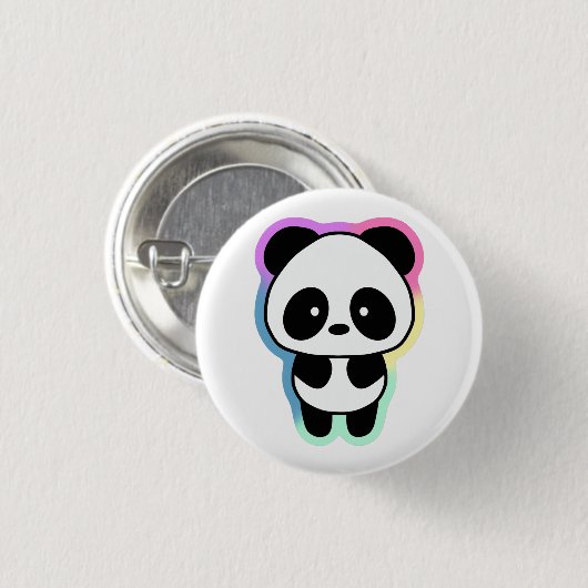 Niedlich Baby Panda - Regenbogenfarben Button (Vorne & Hinten)
