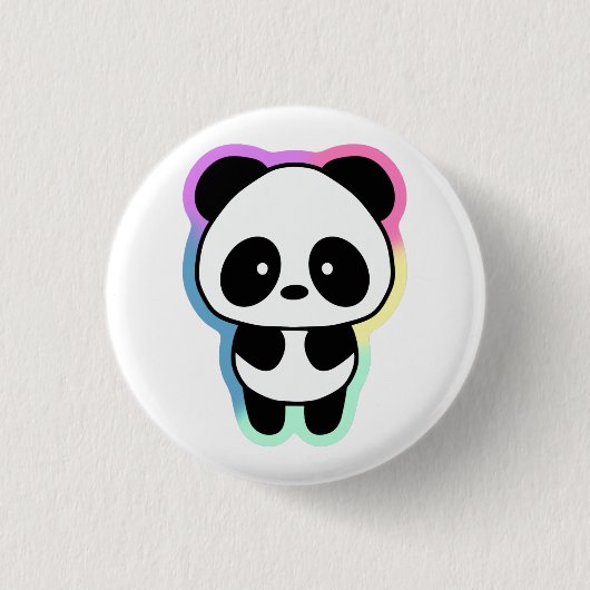 Niedlich Baby Panda - Regenbogenfarben Button (Vorderseite)