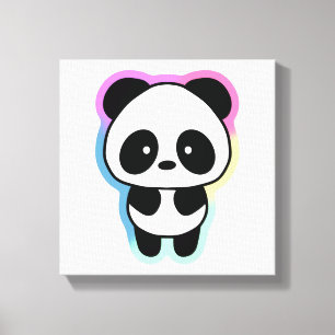 Niedlich Baby Panda - Regenbogenfarben Leinwanddruck