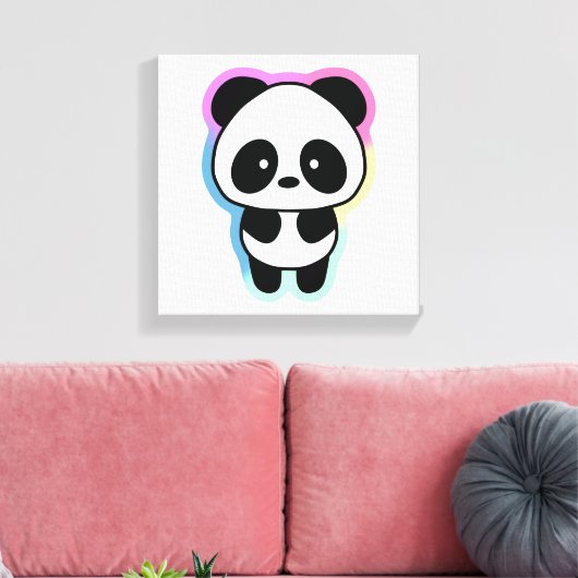 Niedlich Baby Panda - Regenbogenfarben Leinwanddruck (Insitu (Wohnzimmer))