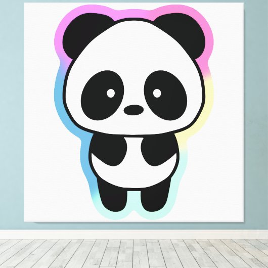 Niedlich Baby Panda - Regenbogenfarben Leinwanddruck (Insitu (Holzboden))