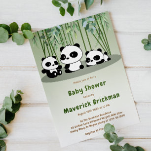 Niedlich Baby Panda Simple Bamboo Greenerity Baby Einladung