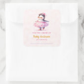 Niedlich Baby Penguin Ballerina Baby Dusche Buchze Quadratischer Aufkleber (Tasche)