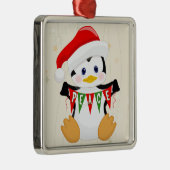 Niedlich Baby Penguin Holding Peace Banner Ornament Aus Metall (Rechts)
