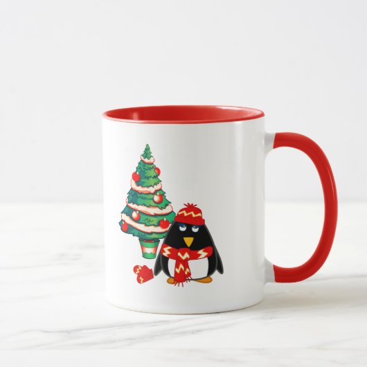 Niedlich Baby Penguin | Individuelle Name Weihnach Tasse (Rechts)