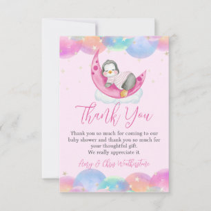 Niedlich Baby Penguin Pink Baby Dusche Dankeskarte