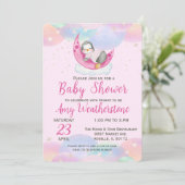 Niedlich Baby Penguin Pink Baby Dusche Einladung (Stehend Vorderseite)