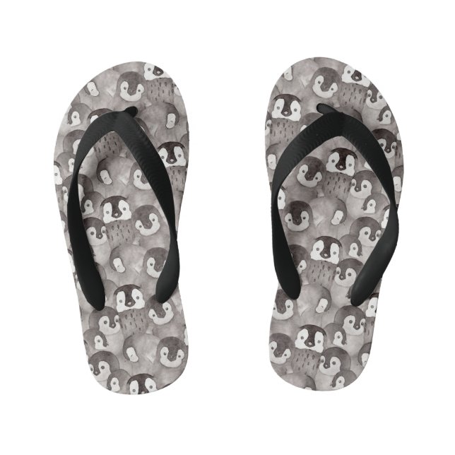 Niedlich Baby Penguin Watercolor  Kinderbadesandalen (Fußbett)
