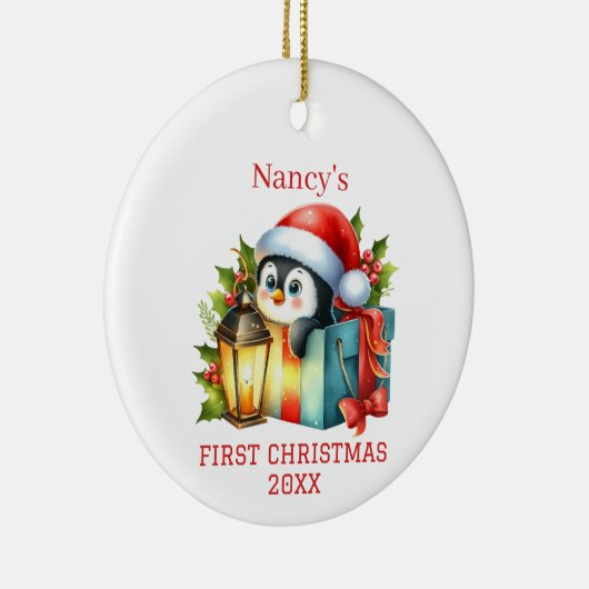 Niedlich Baby Penguin Weihnachten Keramik Ornament (Rechts)