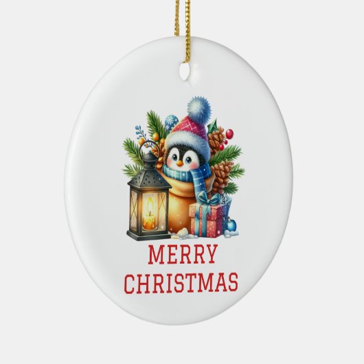 Niedlich Baby Penguin Weihnachten Keramik Ornament (Rechts)