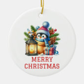 Niedlich Baby Penguin Weihnachten Keramik Ornament (Vorne)