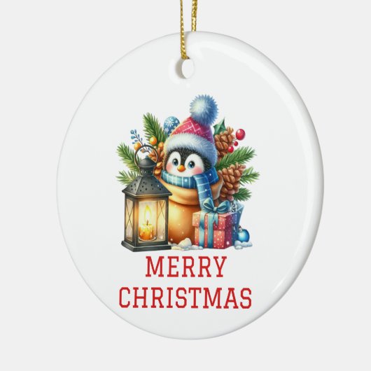 Niedlich Baby Penguin Weihnachten Keramik Ornament (Links)