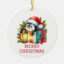 Niedlich Baby Penguin Weihnachten Keramik Ornament