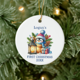 Niedlich Baby Penguin Weihnachten Keramik Ornament