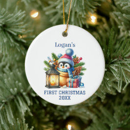 Niedlich Baby Penguin Weihnachten Keramik Ornament
