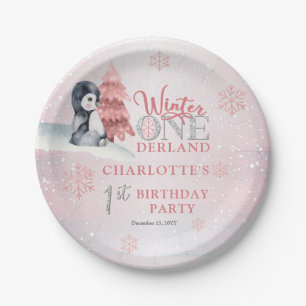 Niedlich Baby Penguin Winter ONEderland 1. Geburts Pappteller