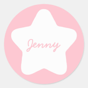 Niedlich Baby Pink Star Individuelle Name Sticker