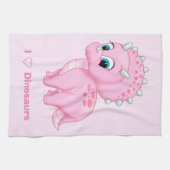 Niedlich Baby Pink Triceratops Dinosaurier Handtuch (Horizontal)