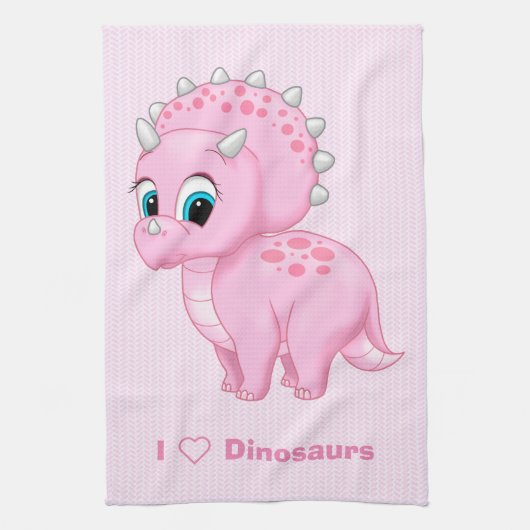Niedlich Baby Pink Triceratops Dinosaurier Handtuch (Vertikal)