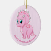 Niedlich Baby Pink Triceratops Dinosaurier Keramikornament (Rechts)