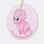 Niedlich Baby Pink Triceratops Dinosaurier Keramikornament (Links)