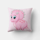 Niedlich Baby Pink Triceratops Dinosaurier Kissen (Rückseite)