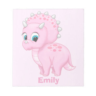 Niedlich Baby Pink Triceratops Dinosaurier Notizblock