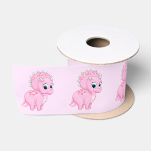 Niedlich Baby Pink Triceratops Dinosaurier Satinband