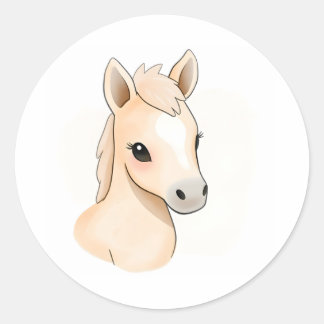 Niedlich Baby Pony Watercolor Illustration Sticker